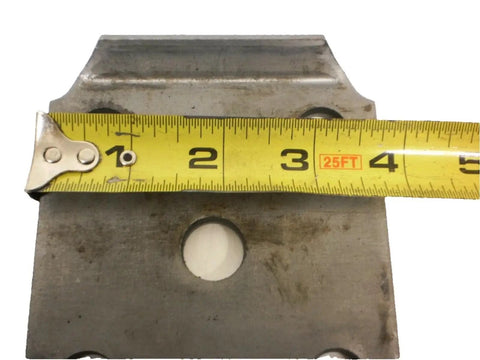 Heavy Duty Trailer Axle U-Bolt Kit With 2-1/8 x 5-3/8 Inch Square U Bolts, Plates, 1/2 Inch Hardware, And 2x2 Tube For Boat, Utility, And Camper Trailers, Stabilizes Tow And Reduces Wobble For Safer Hauling. steel U-bolt plate measured with tape
