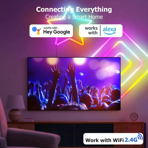 WiFi RGB Rope Lights With Music Sync Waterproof Flexible Dimmable Smart LED Strip For Bedroom And Outdoor Decor