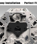 Engine block with Camshaft Retainer Plate Gasket And Bolt Kit For LS And LT V8 Engines installed