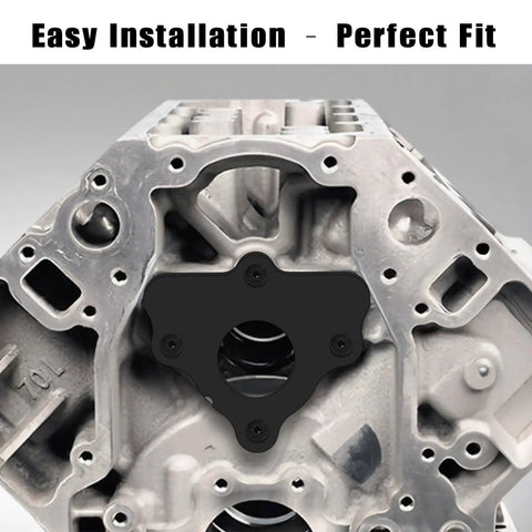 Engine block with Camshaft Retainer Plate Gasket And Bolt Kit For LS And LT V8 Engines installed