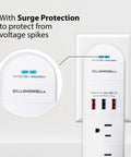 Swivel Power Charging Station With Surge Protection, No-Fuss Nine-Device Charging Hub Featuring Six 3-Prong Outlets And Three USB Ports