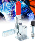 Two Pack Welding Toggle Clamp Horizontal Quick Release Hand Tool with red handle and bolt for welding and metalworking