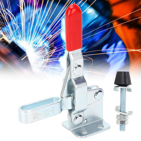Two Pack Welding Toggle Clamp Horizontal Quick Release Hand Tool with red handle and bolt for welding and metalworking