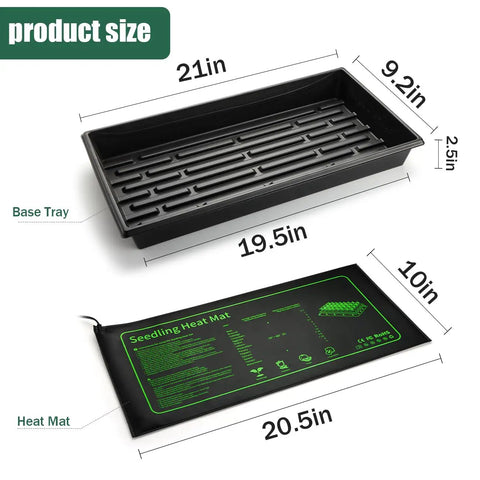 Seed Starter Kit With 10 1020 Seed Trays And 2 Seedling Heat Mats For Faster Germination In Indoor Gardens And Greenhouses size chart