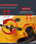 Close-up of adjusting bolt and lock mechanism on the Shop Ready Heavy Duty Spring Balancer Reel For Factory Assembly Lines.