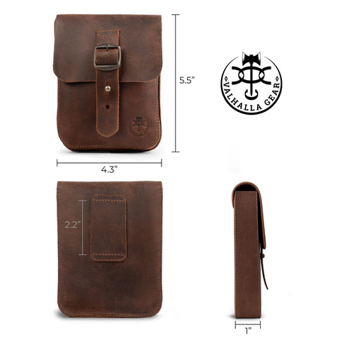 Full Grain Leather Holster Pouch Belt Clip Wallet Bag For Coins Change Headphones And Small Personal Items Handcrafted Durable Waist Pack In Bourbon Brown Durable Everyday Carry Belt Pouch For Travel Hiking Camping And Daily Use front view