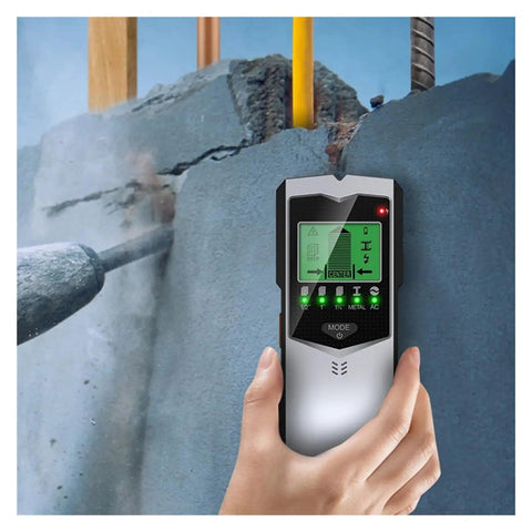 Badass 5 In 1 Wall Scanner Stud Finder Metal Detector AC Wire Tracer Cable Locator Depth Gauge being used on a wall.