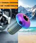 Dope Anodized M5x12 Titanium Bolts 10 Pack Ultra Lightweight Rustproof motorcycle and bike hardware with PVD coating.