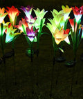 Solar Garden Stake Lights 8 Pack With 32 Lily Flowers Waterproof 7 Color Changing LED Landscape Lights for outdoor lawn