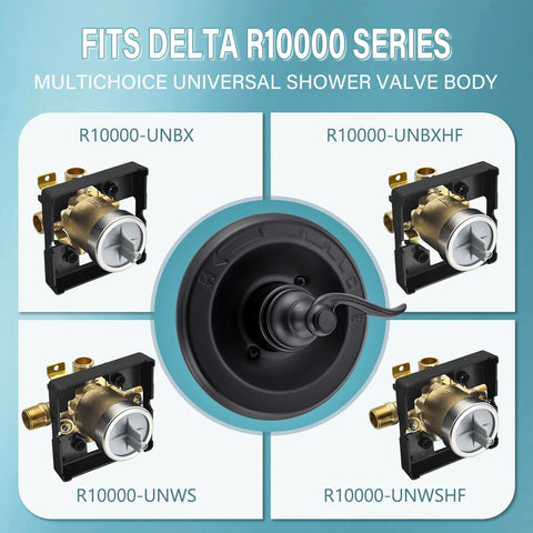 Pressure Balancing Valve Trim Replacement For D14 Series Matte Black With Easy Adjust Lever Handle And Temperature Indicator