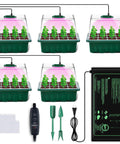 Seed Starter Kit With Grow Light, 5 Pack Seedling Trays With Heat Mat, Humidity Domes, Timing Controller, Adjustable Brightness