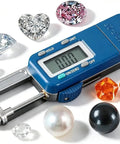 Jewelry-Making Digital Caliper,25mm Range,0.01mm Precision Thickness Gauge with diamonds and gemstones around it.