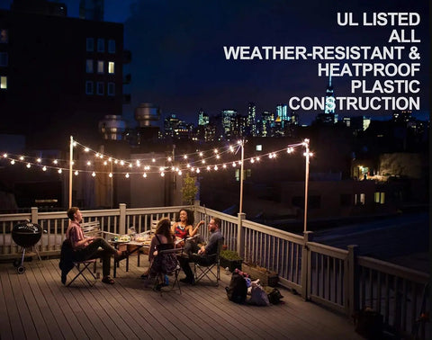 25 Foot G40 Globe String Lights With 25 LED Bulbs For Indoor And Outdoor Use End To End Connectable UL Listed Candelabra E12 Sockets