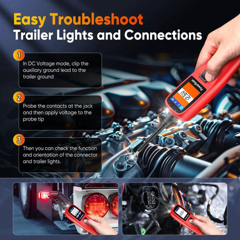 PowerScan PS100 Power Circuit Probe Kit For All 12V And 24V Cars, Pro Grade Automotive Diagnostic Tool With Real Time Readouts, Easy Wiring Tester, Durable, Reliable Car Electrical Troubleshooter used on trailer lights and connectors