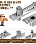 Display of Beefy Pivot Hinge Kit With 200 Lb Capacity For Secret Bookcase Doors And Concealed Side Mount Hardware features.