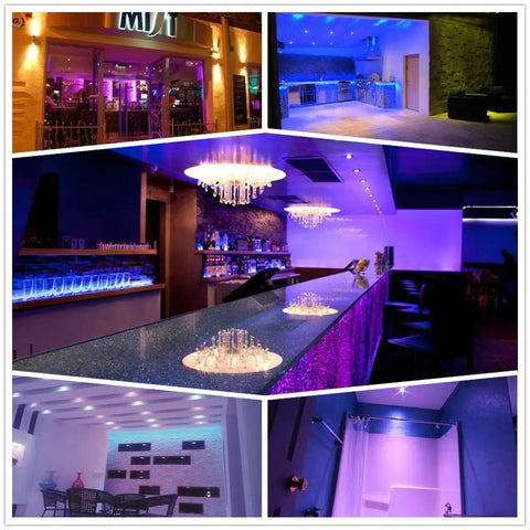 5 Pack 3W LED Recessed RGB Color Changing Downlights, Gimbal Retrofit Ceiling Lights with Remote, illuminated bar area