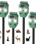 4 Pack Solar Powered Ultrasonic Animal Repeller Outdoor Waterproof With Motion Activated Sensor Strobe Light 5 Frequency Modes To Help Keep Pests At Bay Cats Raccoons Squirrels Deer Rabbits And More, green solar stakes