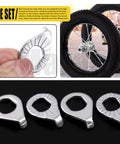 Close-up view of Mardatt 60-piece bicycle axle nuts and washers set; silver M8/M9.5/M10 hardware for front and rear hubs.