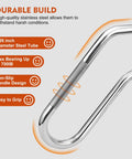 Top Shelf 304 Stainless Steel Handrails For Outdoor Steps Wall Mount Hella Tough, 1.26 inch tube with non-slip grip.