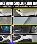 Before and after images showing scratch repair using the Mercedes-Benz Alpine Grey 956 Touch Up Paint Kit With 2 In 1 Scratch Repair Pen And Brush Color Matched For Quick Easy Fix And Rust Protection.