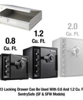 Locking Drawer Accessory With Multi Position Shelf For SFW082 And SFW123 Safes Keeps 0.8 And 1.2 Cu Ft Storage Organized