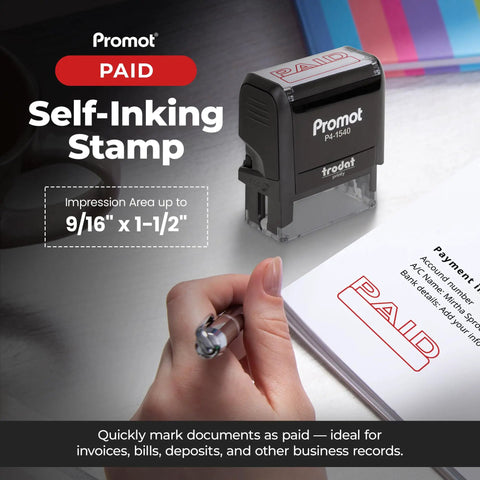 Game Changer Self Inking Rubber Stamp With Fast Drying Red Ink For Business Checkout And Mailroom Tasks Refillable Cartridge with PAID impression.