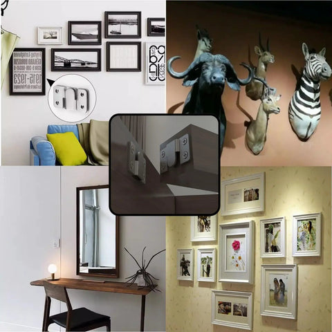 Built To Last Beefy Stainless Steel Flush Mount Bracket Set With Screws Six Packs Interlocking Z Clips For Secure Hanging Of Frames 100lb Capacity Heavy Duty Photo Frame Hanger System For Gallery Wall Mounting used for mounting pictures and animal heads on walls