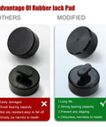 Mapleza 4-pack rubber Corvette lift puck pads; black round jack pads shown from front and side views.