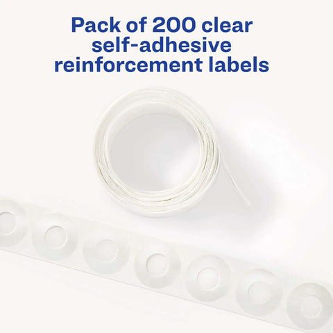 Clear Hole Reinforcement Labels For 3 Hole Punched Pages One Quarter Inch Diameter Non Printable Durable Polyvinyl Stickers Set Of 200