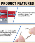 Close-up of wire protection feature on conduit, showcasing durable red clamps and open-loop buckle for 12 Piece Conduit Wire Pulling Grips Set With Open Ring Holders For 1 2 Inch 3 4 Inch And 1 Inch Electrical Cables Smooth Pulls And Secure Holds That Keep Your Wires Safe On Every Jobsite.
