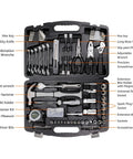 131 Piece General Household Tool Set With Portable Storage Case visible, including hex keys, combination wrenches, pliers in case