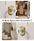 Octagonal Diamond Crystal Doorknob in Antique Brass Finish, Keyless Passage Door Knob Ideal for Hall Closet Pantry or Laundry Room