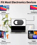Super Slick Six Pack Webcam Slides With Hella Thin Sliding Frame For Total Security And Private Screen Guarding On Laptops Desktops Macbooks Phones Tablets And Echo Shows Matte Black fitting various electronic devices with easy switch design.