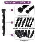 50Pcs M7 X 40mm Black Zinc Plated Confirmat Screws Set With Phillips Drive Countersunk Self-Tapping Furniture Connectors details
