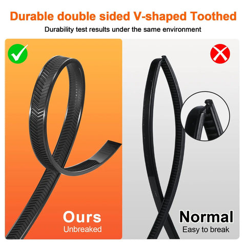 Comparison of Heavy Duty Zip Ties 150 Pack Set With 12, 12, And 18 Inch V Shaped Double Sided Assorted Sizes, 200Lb Tensile Strength