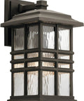 Beacon Square Outdoor Wall Light In Olde Bronze With Clear Hammered Glass, 1 Light Exterior Sconce, 14.25x8 inch weatherproof