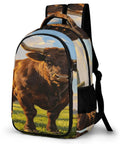 Dope Long Horn Brown Bull Print Backpack For Unisex Use Large Capacity Daypack Durable Polyester Travel School Work Bag