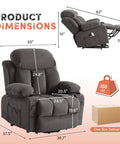 Power Lift Recliner Chair With Massage And Heat For Elderly, product dimensions and delivery details illustrated.