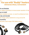 10 Foot Propane Adapter Hose For Buddy Series Heaters Long Reach Gas Hose To Connect 1 Pound To 20 Pound Tanks Fits Big Buddy Little Buddy Portable Buddy And Flex Hose To Propane Keg Easy Outdoor Heating Setup coiled on a surface