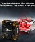 RC Car Motor Cooling Fan Heatsink 28000RPM ESC Cooling Fan shown cooling a motor, highlighting heat dissipation efficiency