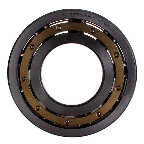 Radial Deep Groove Ball Bearing 6321-M-C3 C3 Clearance 105Mm Bore 225Mm Dia 49Mm Width showing single pack steel design ideal for motors.