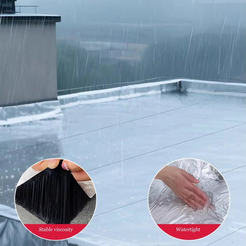 Pro Level Heavy Duty Waterproof Asphalt Roof Shingles Repair Tape With Thick Aluminum Foil Backing and Strong Butyl Adhesive applied on a wet rooftop