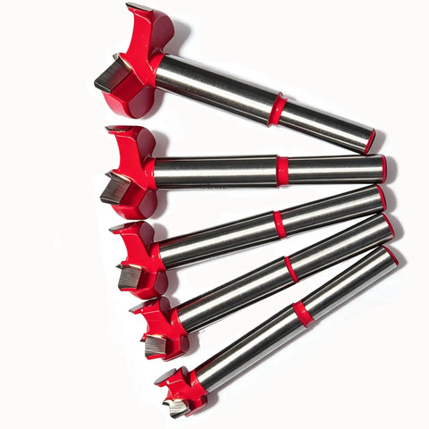 Heavy Duty Forstner Drill Bits Set Features Multi Sizes Carbide Wood Boring Tool for clean flat bottom hole cutting.
