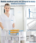 Workhorse 3 Tier Medical Cart On Wheels With 330 Lbs Max Load, Rolling Ultrasound Trolley With Drawers in hospital setting