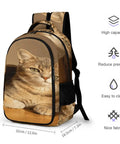 Indoor Striped Cat Printed Backpack For Unisex Use with smooth zipper and large capacity, featuring durable polyester and cat design