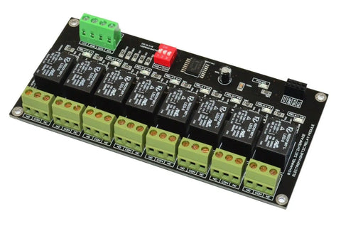 Eight Channel I2C Relay Module For Arduino Raspberry Pi ESP32 And Home Assistant with SPDT contacts and LED indicators