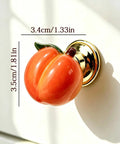 Adorable 3D Peach Cabinet Knobs And Drawer Pulls For A Fresh Playful Home Vibe And Cherry Picked Realistic Fruit Handle set on gold base.