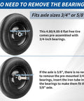 Flat Free 4.80/4.00-8 Tire And Wheel For Wheelbarrows Hand Trucks Carts And More with 3/4 inch and 5/8 inch bearings shown
