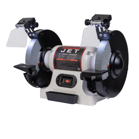 Eight Inch Bench Grinder With Integrated Led Work Lights And Built In Coolant Tray powered by 0.5 hp motor for heavy-duty grinding.