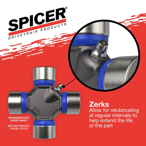 Greaseable U-Joint Kit for 1480 Series OSR Outside Snap Ring Style with zerk fitting.
